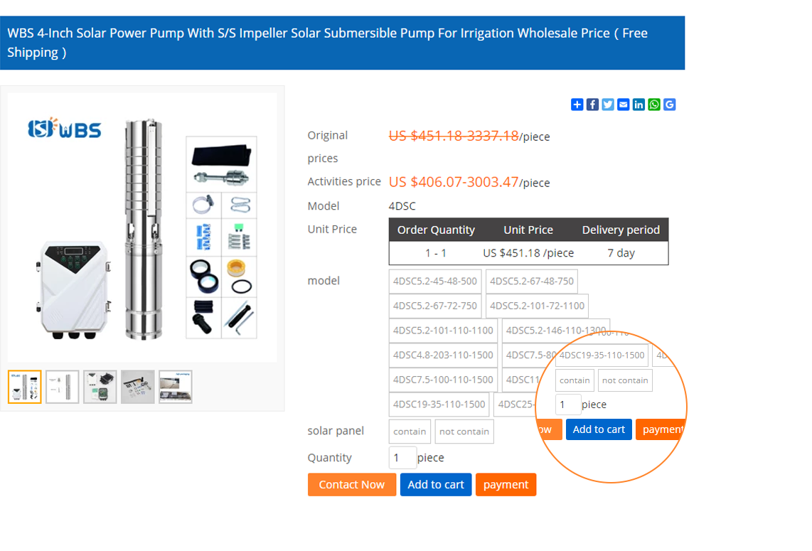 Picking Model of solar pump