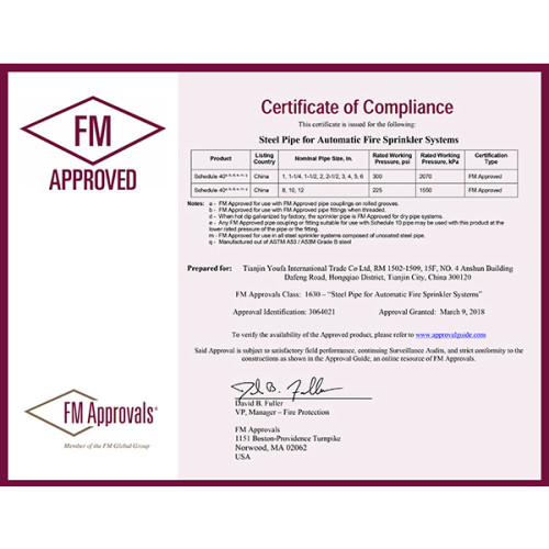 Certificados Fm para tubería de rociadores contra incendios 2-2