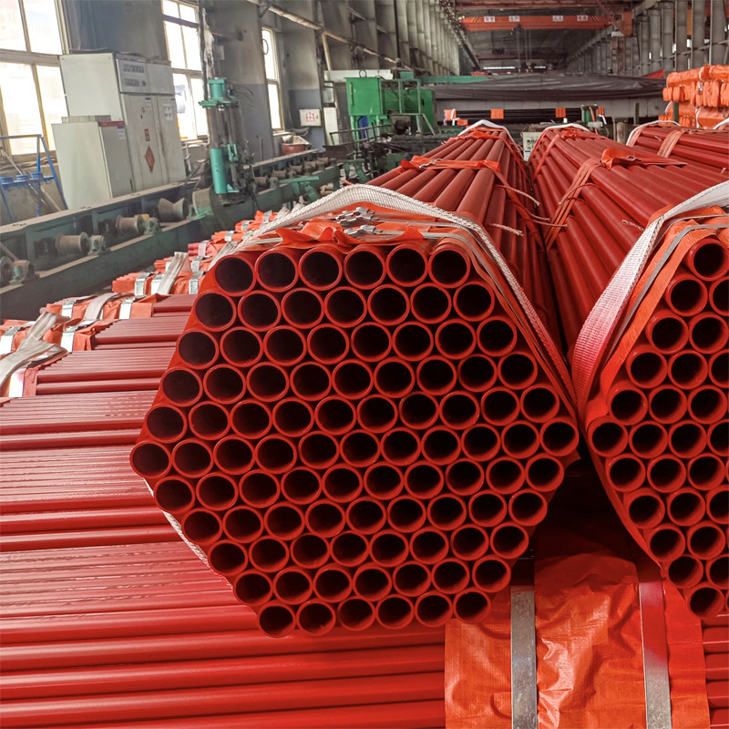 red painted fire sprinkler steel pipes