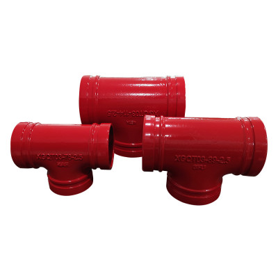 Red Painted Grooved Fittings Tee