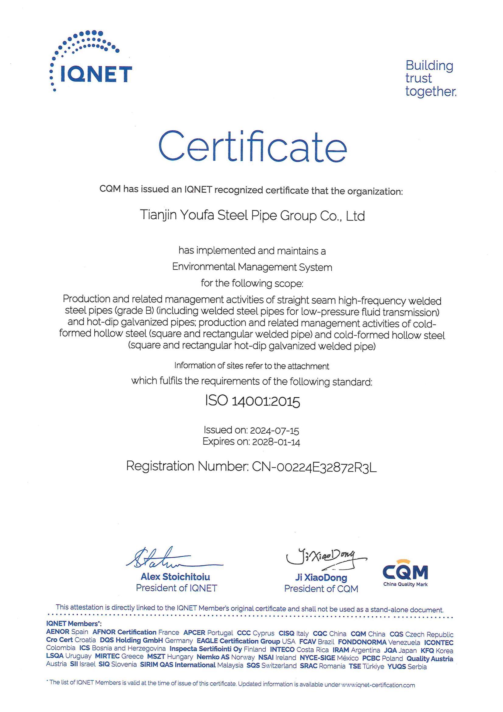 ISO 14001 YOUFA GROUP