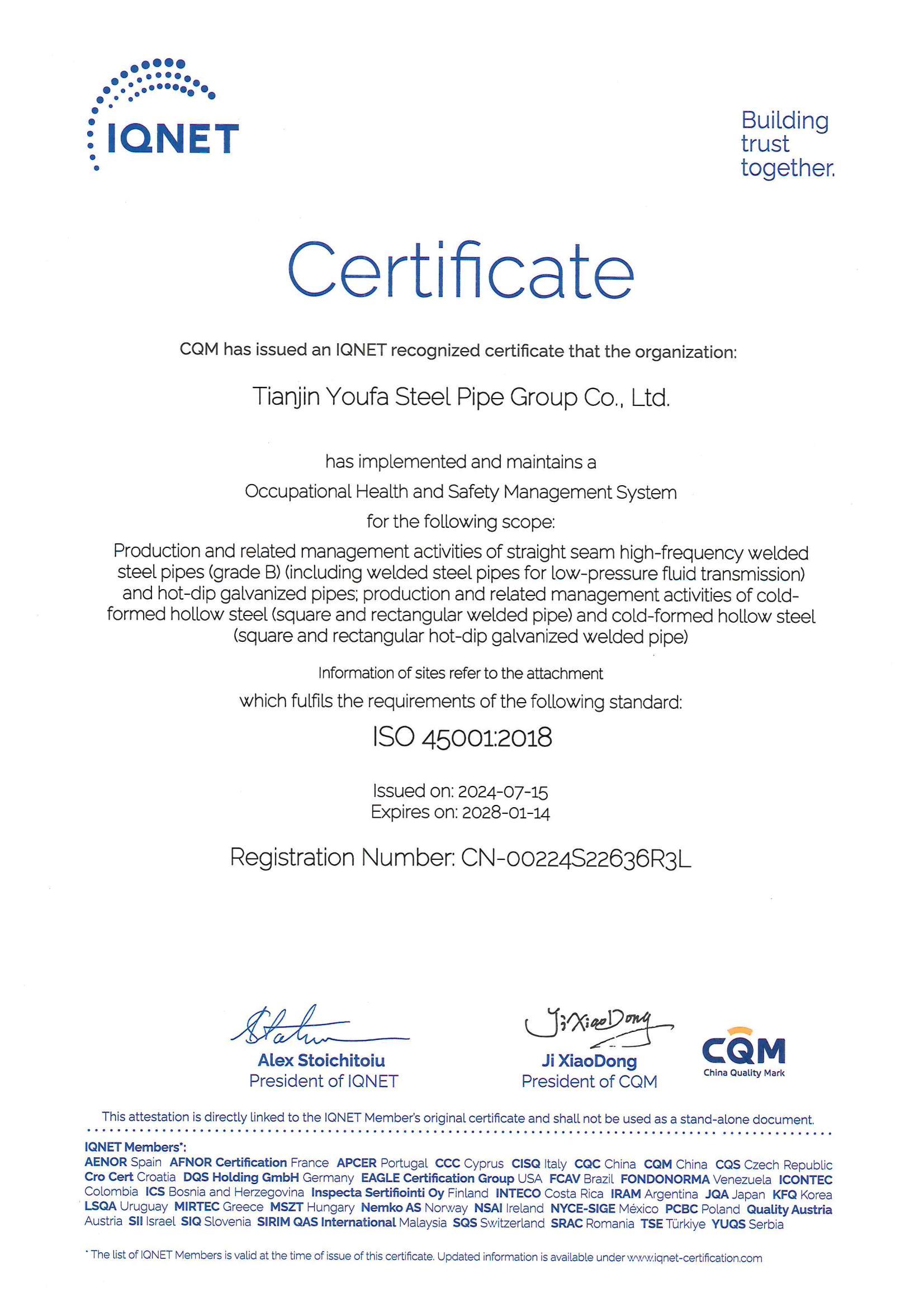 ISO 45001 YOUFA GROUP