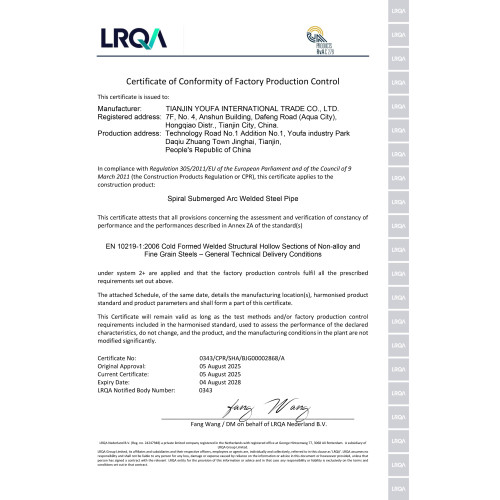 CE Certificate For Spiral Steel Pipe