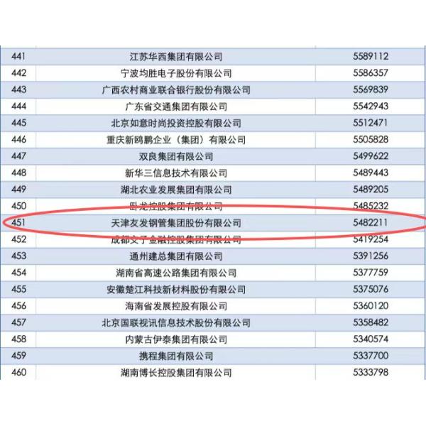 Youfa Group has been listed in the Top 500 Chinese Enterprises for 20 consecutive years