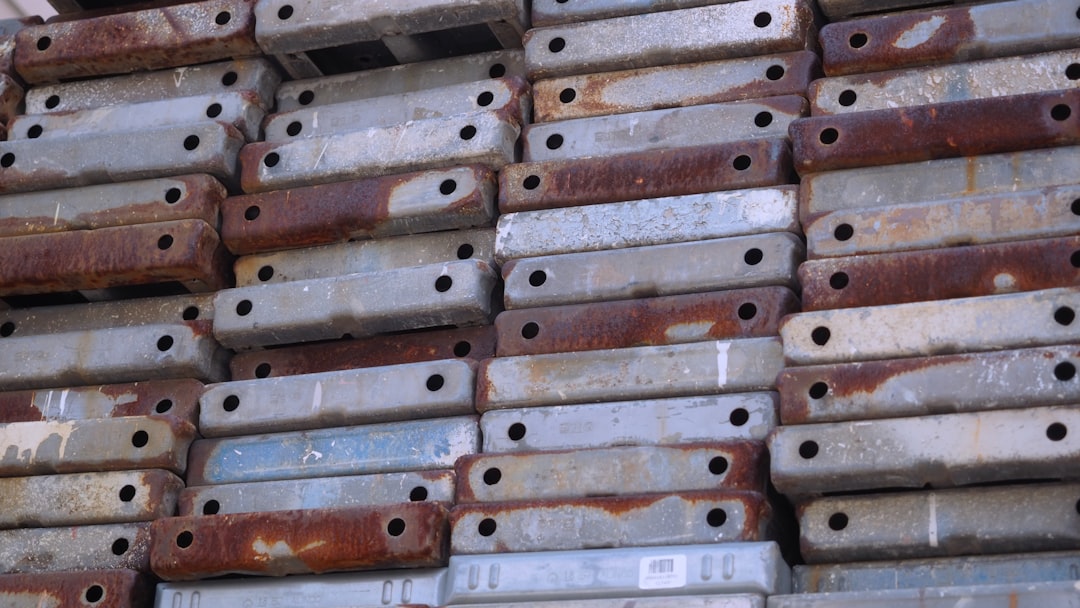 Steel rebars bundled together