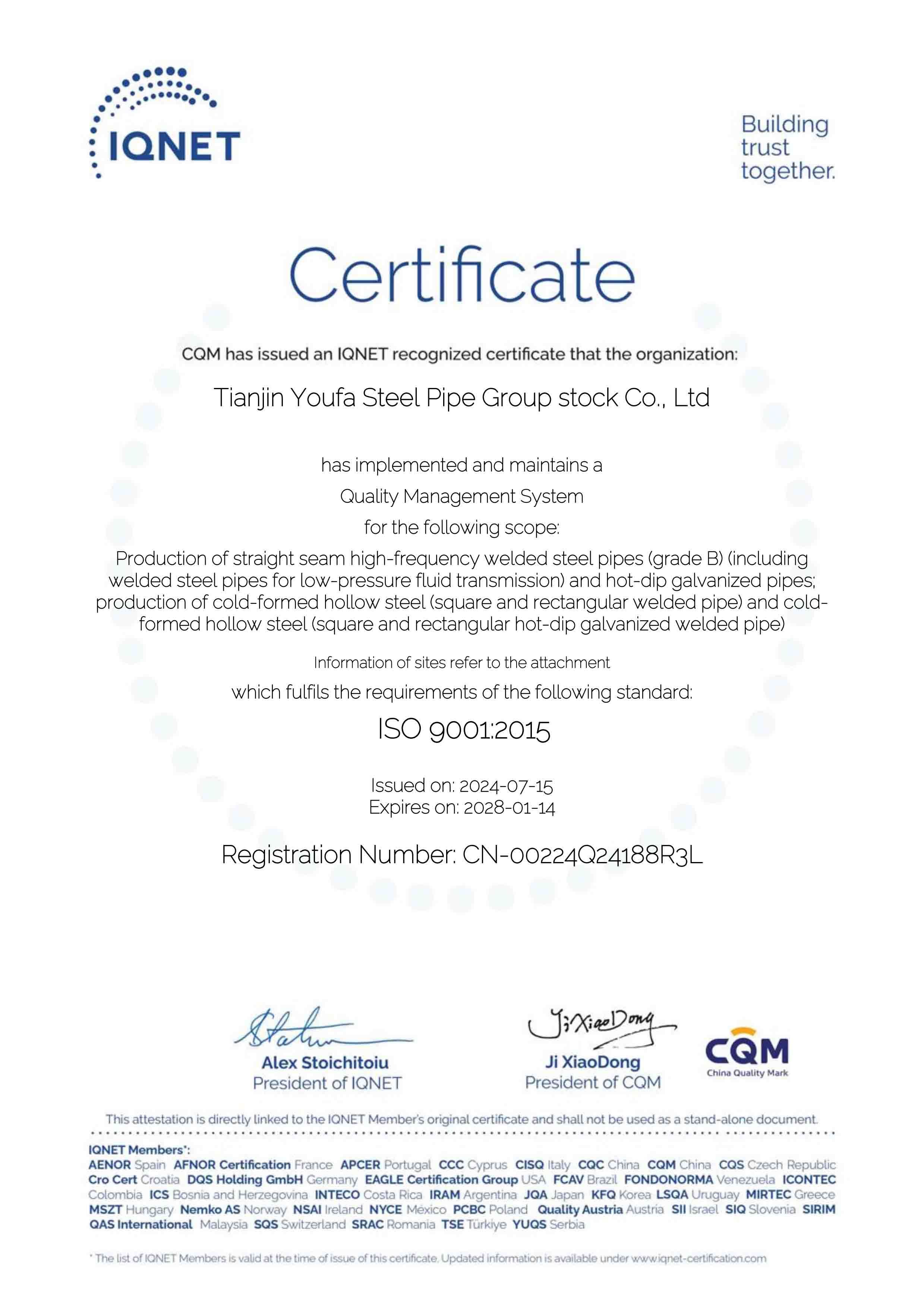 ISO 9001 YOUFA GROUP