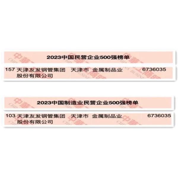 Youfa Group ranks 157th among the top 500 China private enterprises in 2023