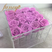 Valentines Day Gift Preserved Rose in Acrylic Square Box