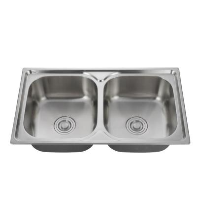 Custom size 304 European standard Household double slot stainless steel kitchen sink