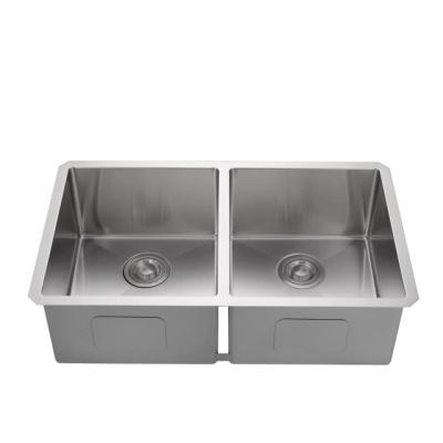 Rectangular double bowl undermount dining kitchen stainless steel sink, kitchen supplies