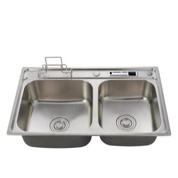 Good surface treatment stainless steel 16 gauge double bowl handmade kitchen sink