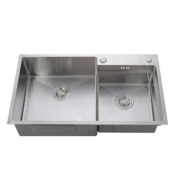 304 stainless steel custom double bowl sink with drainage board