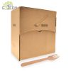 Cubiertos de madera desechables ecológicos con caja de papel