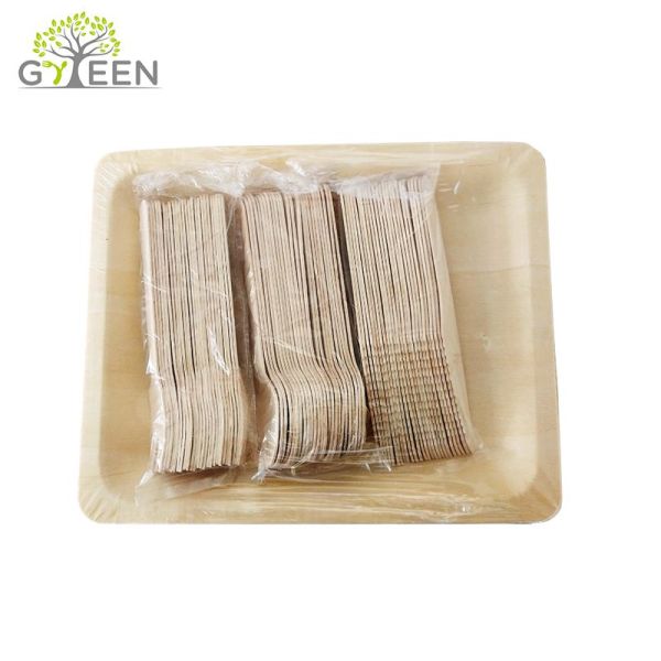 100% Natural Compostable Disposable Wooden Cutlery and Plates