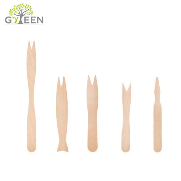Eco-Friendly Biodegradable Disposable Wooden Fruit Fork for Party Use