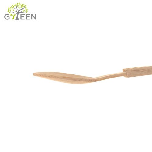 Colher descartável de bambu de cor natural 2 em 1 para sorvete