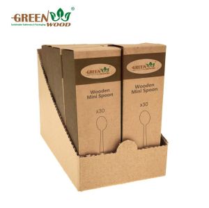 可定制超市展示盒零售包装的环保一次性木制餐具刀叉勺冰淇淋勺