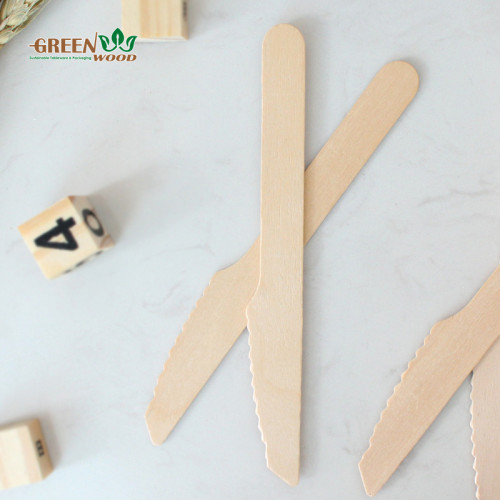 أدوات مائدة خشبية يمكن التخلص منها 140 ملم | سكاكين صديقة للبيئة قابلة للتحلل سكين خشبي قابل للتحلل البيولوجي