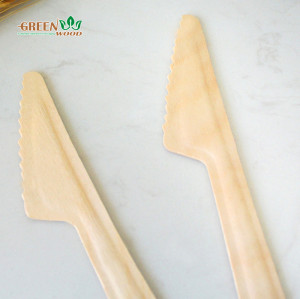 أدوات مائدة خشبية 165 مم مع مقبض مرتفع | سكين خشبي طبيعي قابل للتحلل البيولوجي | سكاكين صديقة للبيئة قابلة للتحويل إلى سماد