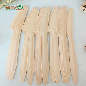 أدوات مائدة خشبية يمكن التخلص منها 185 مم | سكين خشبي طبيعي قابل للتحلل البيولوجي | سكاكين صديقة للبيئة قابلة للتحويل إلى سماد