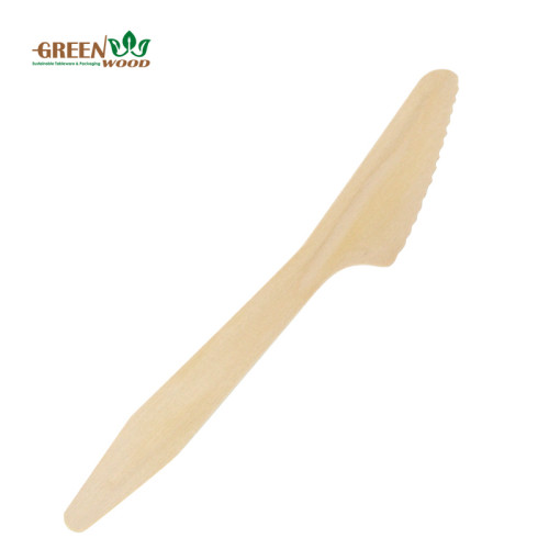 Cubiertos de madera desechables de 185 mm | Cuchillo de Madera Natural Biodegradable| Cuchillos compostables ecológicos