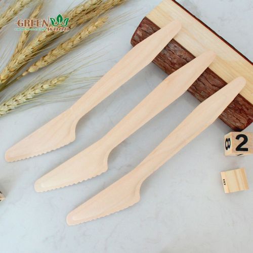 Одноразовые деревянные столовые приборы 185 мм | Натуральный биоразлагаемый деревянный нож | Экологичные компостируемые ножи