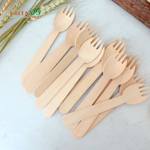 140 mm Einweg-Holzbesteck | Umweltfreundlicher, kompostierbarer, natürlicher, biologisch abbaubarer Spork aus Holz