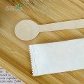 Cuchara de madera desechable redonda pequeña de 100 mm | Cuchara de helado biodegradable respetuosa con el medio ambiente