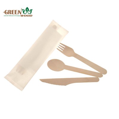 白色牛皮纸袋包装 环保一次性木制餐具 | 木质餐具