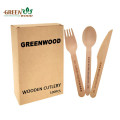 Eco-Friendly Disposable Wooden Cutlery with Paper Box -100pcs