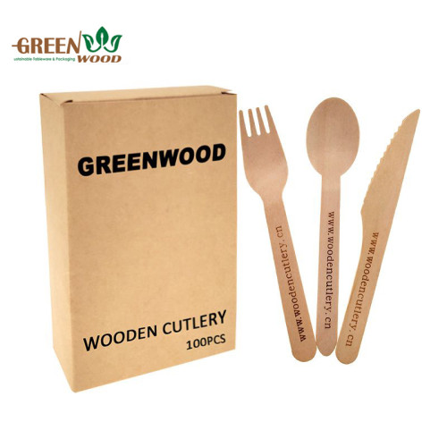 环保一次性木制餐具纸盒包装 -100支/盒