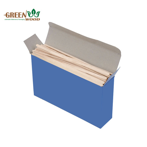 用于零售包装的环保一次性木制咖啡搅拌器 牛皮纸盒