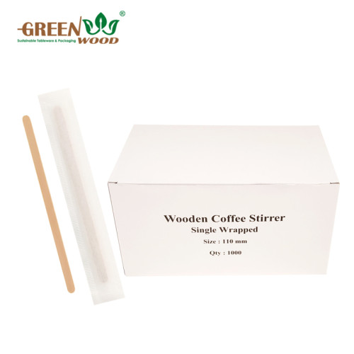 单支包装环保咖啡和饮料木制搅拌器