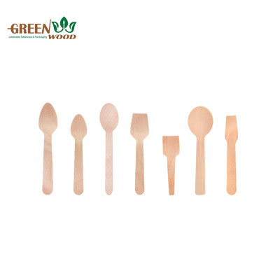 Birch Material Biodegradable Disposable Small Wooden Spoon For Ice Cream