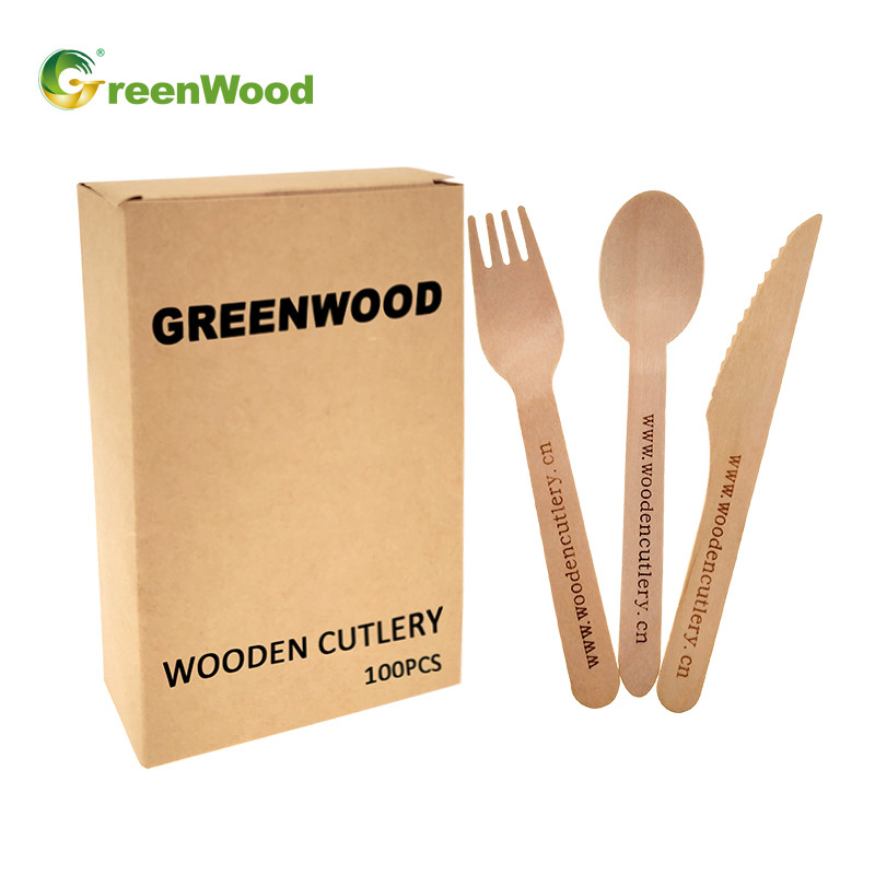 Disposable wooden utensils set, wooden utensils with paper box, wooden utensils 100 pieces, environmental protection wooden utensils set wholesale, wooden utensils wholesale