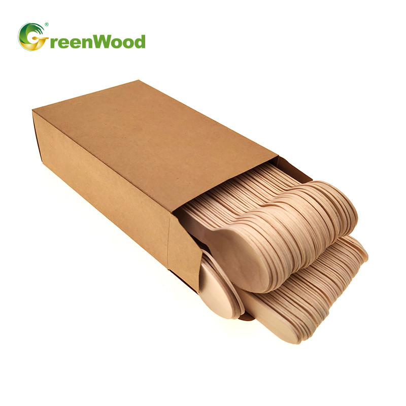 Disposable wooden tableware set, wooden tableware with paper box, wooden tableware 100 pcs, eco-friendly wooden tableware set wholesale, wooden tableware wholesale