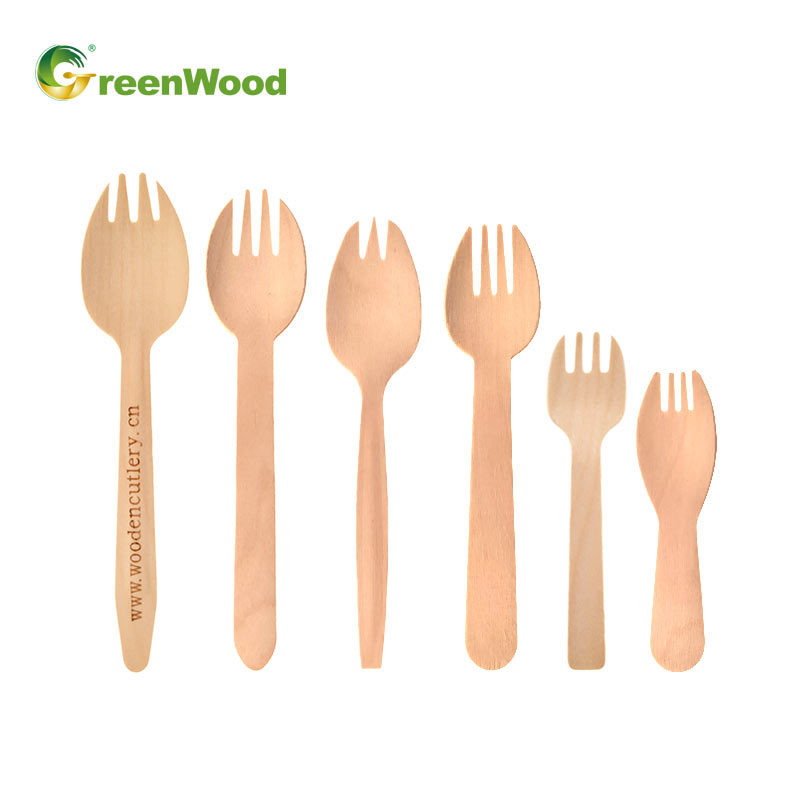 Birkenspork, Holzspork, Einweg-Holzbesteck-Spork, Holz-Lebensmittelmesser, Holzspork mit individuellem Logo, Holzspork mit Eigenmarke