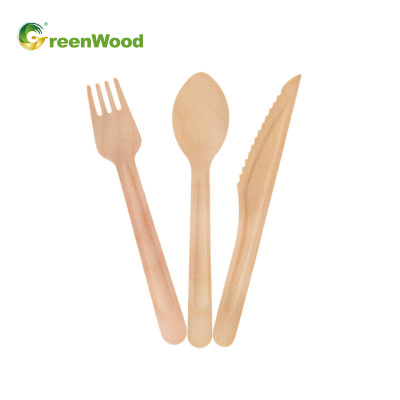 Eco-Friendly Disposable Wooden Cutlery Set with Raised Handle-160mm