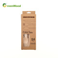 Eco-Friendly Disposable Wooden Cutlery with Paper Box -24pcs