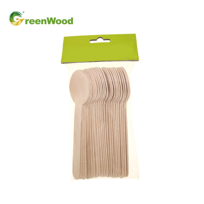 Wooden Tableware Packing,Wooden Cutlery Paper Box With Hanger,Wooden Cutlery 24pcs Set,Wooden Cutlery OPP Retail Bag