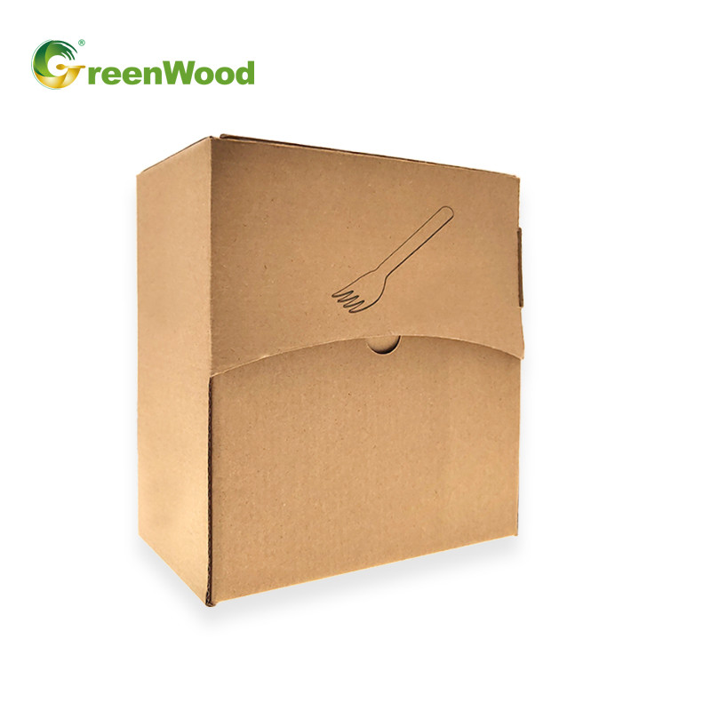 Disposable Wooden Cutlery In Paper Box Used At The Party eco-friendly compostable wooden tableware kits