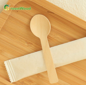 100mm Small Round Wooden |Ice Cream Spoon| Wooden Dessert Spoon Environmentally Friendly Spoon