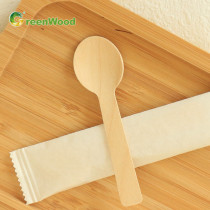 100mm Small Round Wooden |Ice Cream Spoon| Wooden Dessert Spoon Environmentally Friendly Spoon