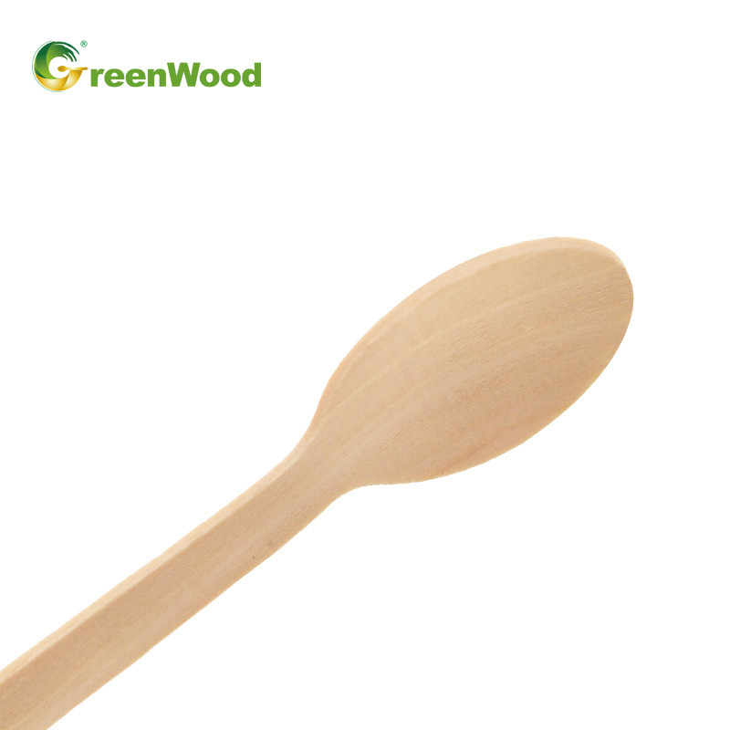 Ice Cream Spoon,100mm Small Round Spoon, Wooden Ice Cream Spoon, Biodegradable Disposable Wooden Dessert Spoon,Environmentally Friendly Spoon,Wooden Dessert Spoon