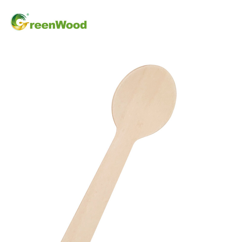 Ice Cream Spoon,100mm Small Round Spoon, Wooden Ice Cream Spoon, Biodegradable Disposable Wooden Dessert Spoon,Environmentally Friendly Spoon,Wooden Dessert Spoon