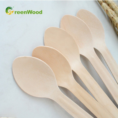 Eco-Conscious 160mm Birch |Wooden Spoons| Wholesale Disposable Wooden Tableware with Enhanced Grip