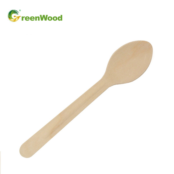 160mm Biodegradable Disposable Wooden Spoon with Raised Handle | Eco-Friendly Spoon