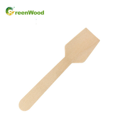 Маленькая деревянная ложка для мороженого 95 мм | Экологичная биоразлагаемая одноразовая ложка для мороженого оптом