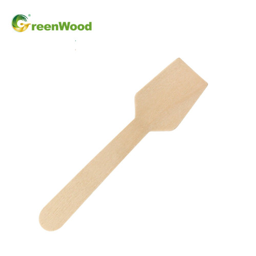 95mm ملعقة خشبية صغيرة الآيس كريم | صديقة للبيئة قابلة للتحلل يمكن التخلص منها الآيس كريم ملعقة بالجملة