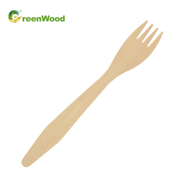 185mm Disposable Wooden Fork With Raised Handle | Natural Biodegradable Wooden Fork | Eco-friendly Compostable Fork